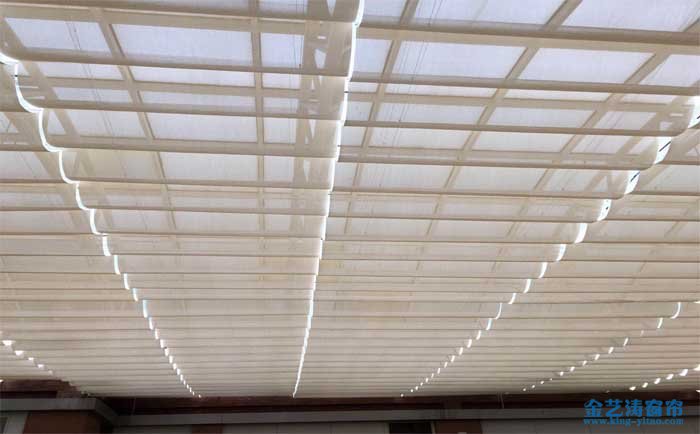 禪城區汾江南路麗日豪庭工商銀行大堂電動遮陽天棚簾安裝工程 電動遮陽天棚簾