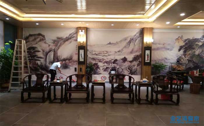 廣州白云永泰學山創(chuàng)意園辦公室噴畫卷簾-電動窗簾實拍 辦公室噴畫卷簾